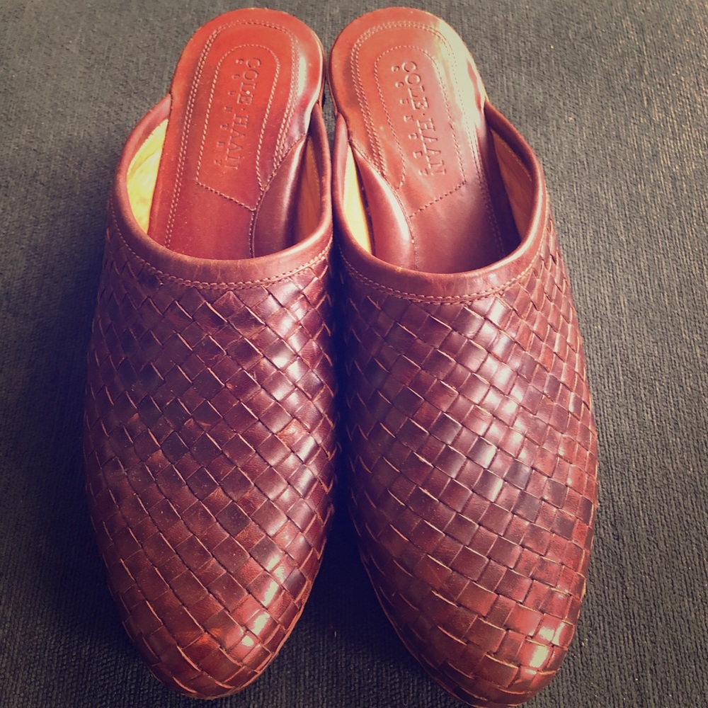 Cole Haan Backless woven leather clogs